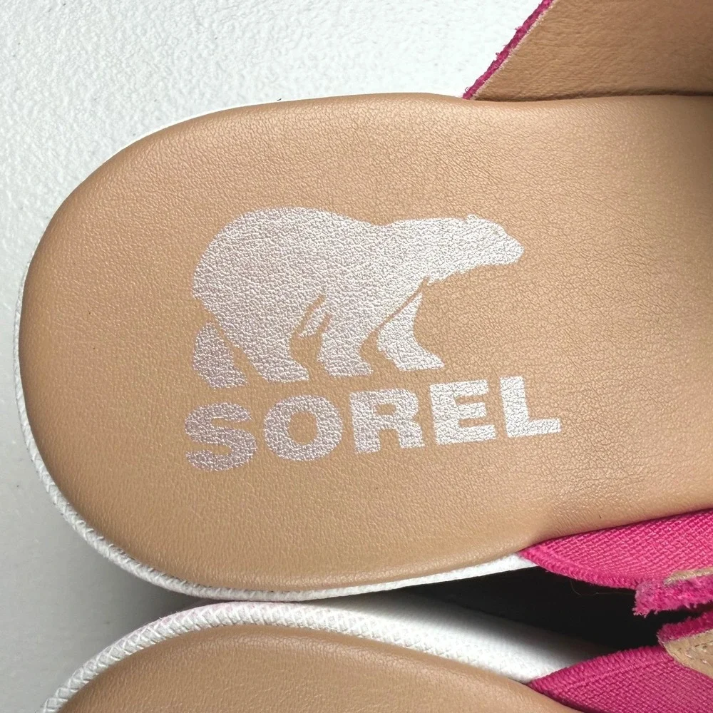 Sorel Cameron Flatform Slide Sandals Fuchsia Pink Suede NL4978-650 Womens 8